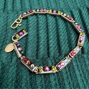 Anne Koplik Vintage Multicolor Rectangular Chain Link Bracelet